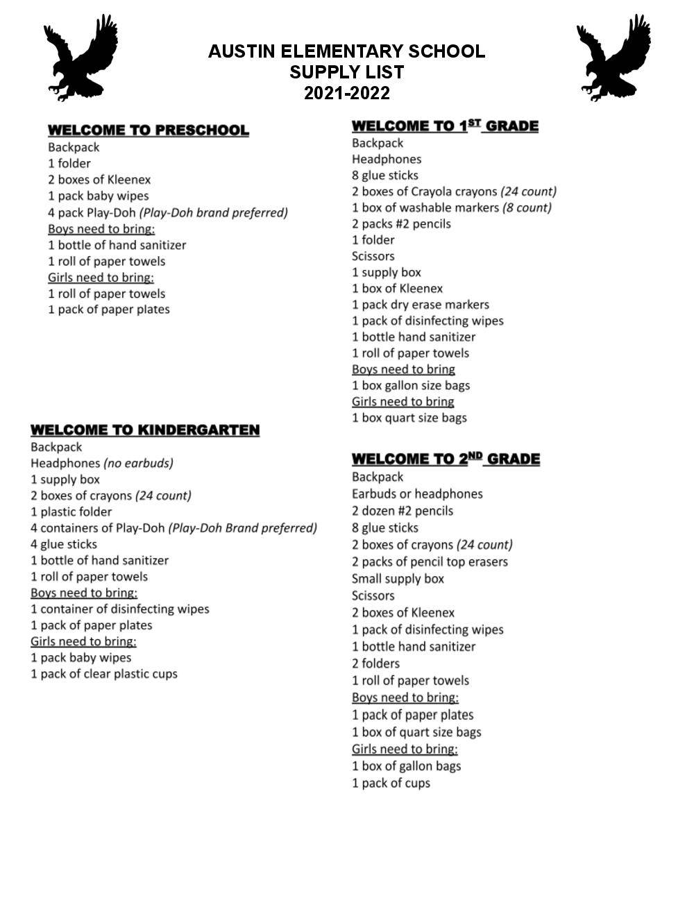 Supply list